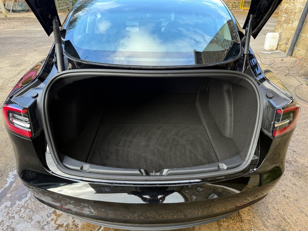 Tesla Model 3 boot — vacuumed and deep cleaned and finished