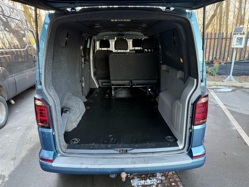 VW Transporter after — clean cargo area with fresh carpets and tidy interior
