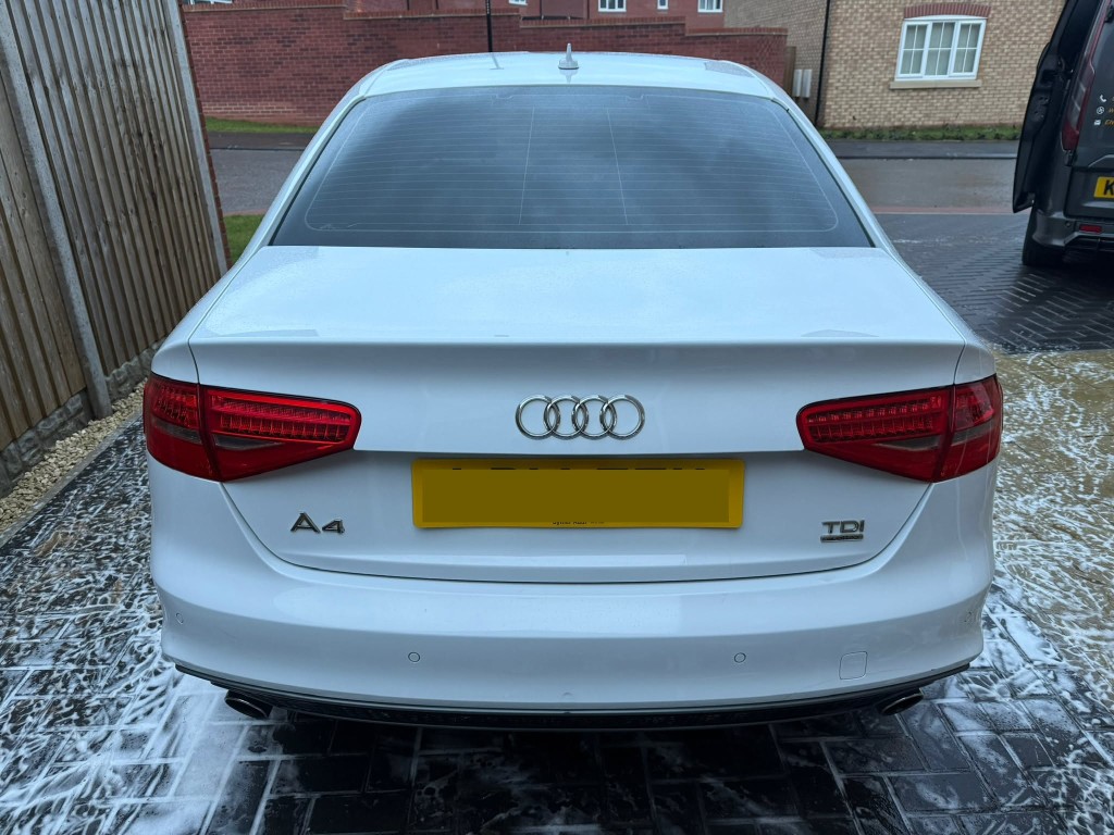 Audi A4 TDI after — bright white finish professionally cleaned and refreshed, gleaming clean bodywork