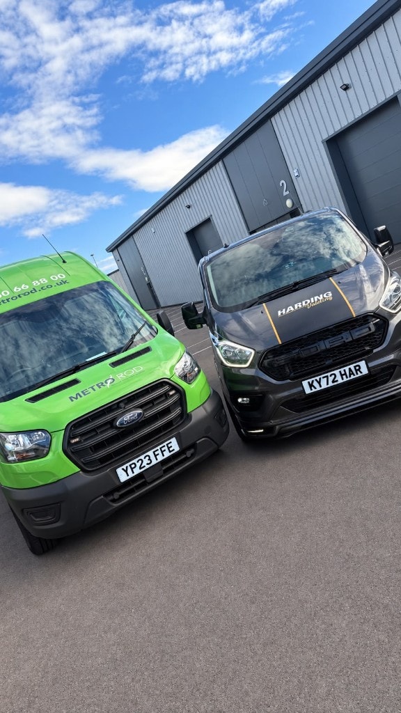 Harding Valeting van alongside a MetroRod South Yorkshire van after commercial valeting